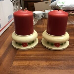 Old‎ Vintage Chubby pointsetta candle holders design by hampshire NJ